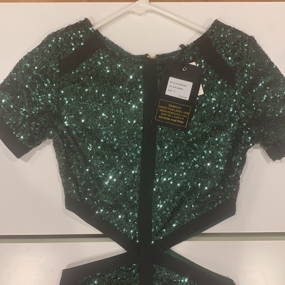 NWT misguided green sequin cut out dress - Picture 3 of 4